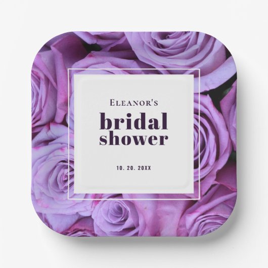 Modernes Brautparty für Minimalistische Lila Rose Pappteller (Vorderseite)