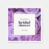 Modernes Brautparty für Minimalistische Lila Rose Serviette (Vorderseite)