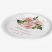 Modernes Brautparty für rosa und goldene Rose Pappteller (Schrägansicht)