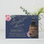 Modernes Brautparty für Weißbarrel Gold Einladung (Stehend Vorderseite)