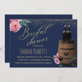 Modernes Brautparty für Weißbarrel Gold Einladung (Vorne/Hinten)