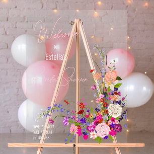 Modernes Brautparty für wild lebende Blume Acrylschild