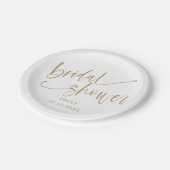 Modernes Brautparty Gold Script & White Pappteller (Schrägansicht)