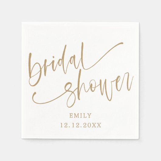 Modernes Brautparty Gold Script & White Serviette (Vorderseite)