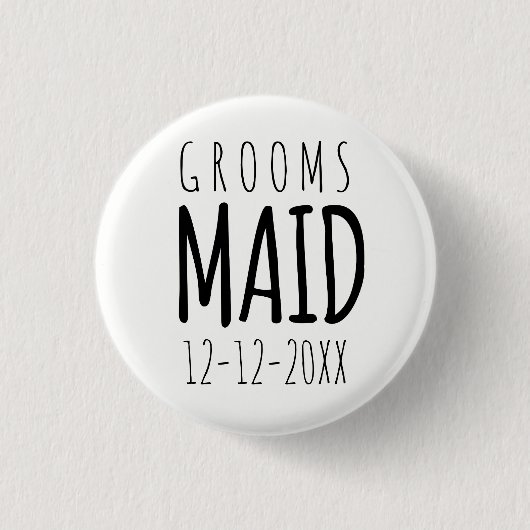 Modernes Brautparty Groomsmaid Gastgeschenk Hochze Button (Vorderseite)