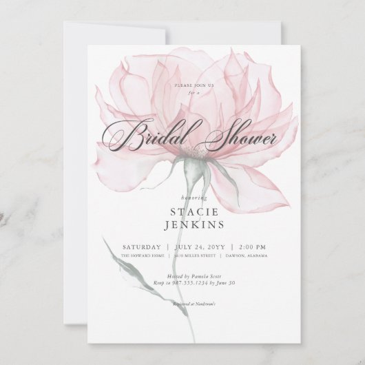 Modernes Brautparty in Aquarellfarbe Rosa Einladung (Vorderseite)