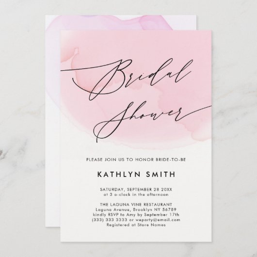 Modernes Brautparty in Rosa Einladung (Vorne/Hinten)