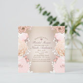 Modernes Brautparty in Rosa und Gold Einladung (Stehend Vorderseite)