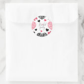 Modernes Brautparty in Rosa und Schwarz Runder Aufkleber (Tasche)