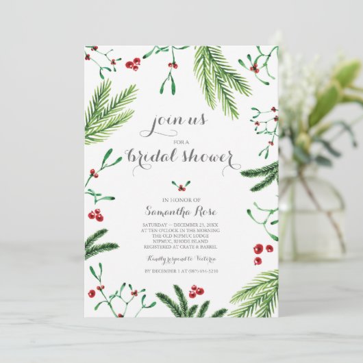 Modernes Brautparty in Rot und Grün Einladung (Stehend Vorderseite)