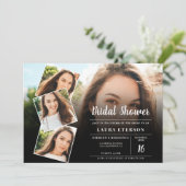 Modernes Brautparty in Schwarzweiß-Foto Einladung (Stehend Vorderseite)