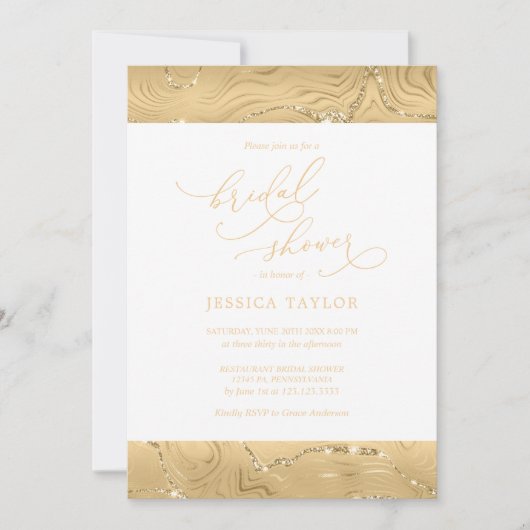 Modernes Brautparty Luxus Gold Einladung (Vorderseite)