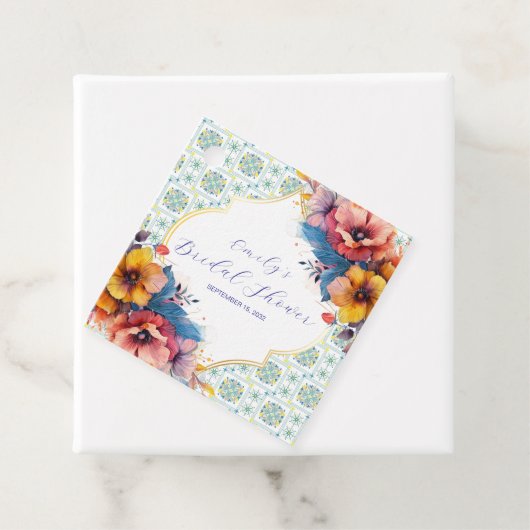 Modernes Brautparty mit blauen Fliesen aus dem Mit Geschenkanhänger (Beispiel)