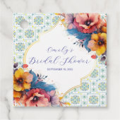 Modernes Brautparty mit blauen Fliesen aus dem Mit Geschenkanhänger (Vorderseite)