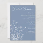 Modernes Brautparty mit blauer und weißer Wildblum Einladung (Vorderseite)