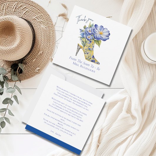 Modernes Brautparty mit Blumenbezug Danke Karte