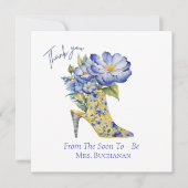 Modernes Brautparty mit Blumenbezug Danke Karte (Vorderseite)