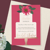 Modernes Brautparty mit Blumenkuchen Gold Folieneinladung