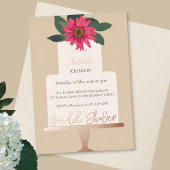 Modernes Brautparty mit Blumenkuchen Gold Folieneinladung