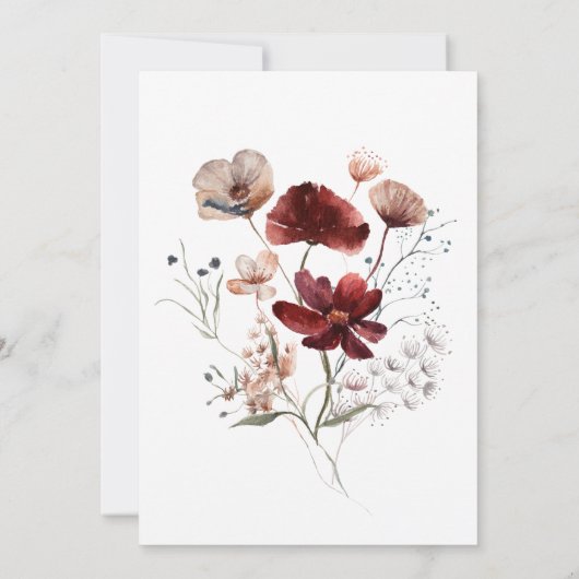 Modernes Brautparty mit Fallrost-Wildblume Einladung (Rückseite)