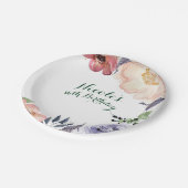 Modernes Brautparty mit floraler Wasserfarbe Party Pappteller (Schrägansicht)
