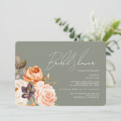 Modernes Brautparty mit grünem Pfirsich Einladung (Stehend Vorderseite)