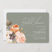 Modernes Brautparty mit grünem Pfirsich Einladung (Vorderseite)