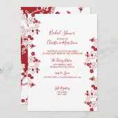 Modernes Brautparty mit rotem und weißem Kirschblo Einladung (Vorne/Hinten)