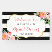 Modernes Brautparty mit Schwarz-weißen Streifen Banner (Horizontal)