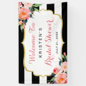 Modernes Brautparty mit Schwarz-weißen Streifen Banner (Vertikal)