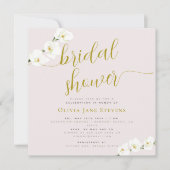 Modernes Brautparty mit weißem Orchideenblau Einladung (Vorderseite)