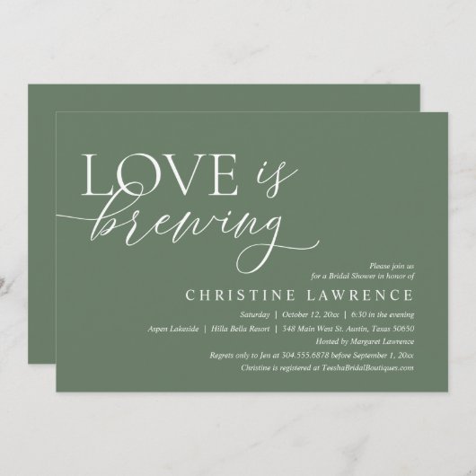 Modernes Brautparty Party, Liebe Braut Einladung (Vorne/Hinten)