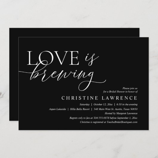 Modernes Brautparty Party, Liebe Braut Einladung (Vorne/Hinten)