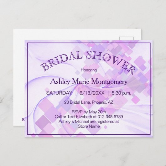 Modernes Brautparty Pastell Lila Violet Vorlage Postkarte (Vorne/Hinten)