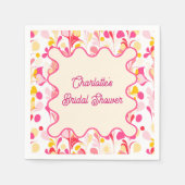 Modernes Brautparty Retro Abstrakt rosa Wavy Serviette (Vorderseite)