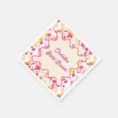 Modernes Brautparty Retro Abstrakt rosa Wavy Serviette (Ecke)