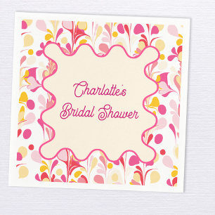 Modernes Brautparty Retro Abstrakt rosa Wavy Serviette