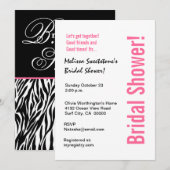 Modernes Brautparty Schwarz-weiß Zebra Einladung (Vorne/Hinten)