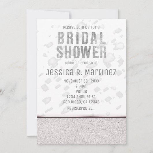 Modernes Brautparty Silver Rain Einladungen (Vorderseite)