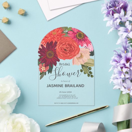 Modernes Brautparty von Blumenblättern Acryleinladungen (Insitu (Hochzeit))