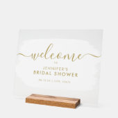 Modernes Brautparty Willkommen Gold Weiße Farbe Acrylschild (Winkel)