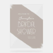 Modernes Brautparty Willkommen in Paint Beige Acrylschild (Vorderseite)