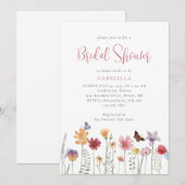 Modernes Brautparty zur Wildblume von Wasserfarben Einladung (Vorne/Hinten)
