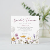 Modernes Brautparty zur Wildblume von Wasserfarben Einladung (Stehend Vorderseite)