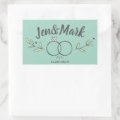 Modernes Brautring-Doodle Save the Date Rechteckiger Aufkleber (Tasche)