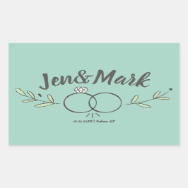 Modernes Brautring-Doodle Save the Date Rechteckiger Aufkleber