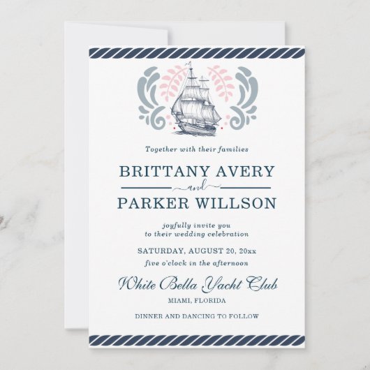 Modernes Brautschiff Einladung (Vorderseite)