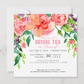 Modernes Bridal Tee Party Blumenkoralle Rosen Einladung (Vorderseite)