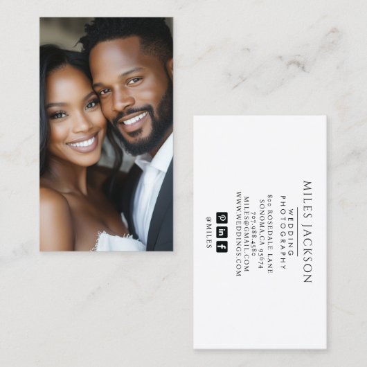 Modernes Bride Groom Foto Hochzeitfotograf Visitenkarte (Vorne/Hinten)