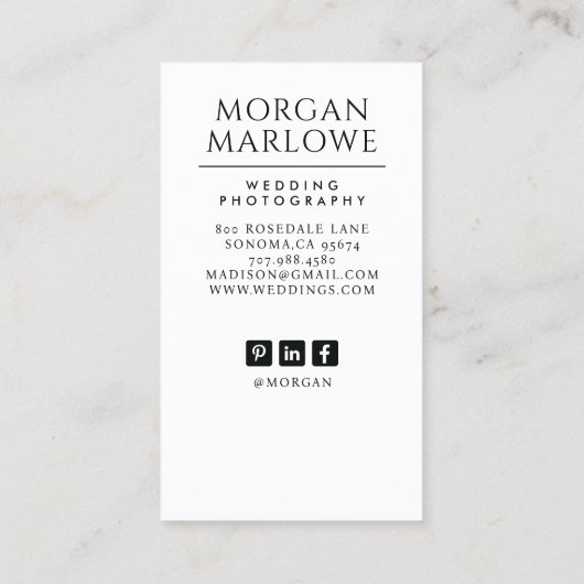 Modernes Bride Groom Foto Hochzeitfotograf Visitenkarte (Rückseite)